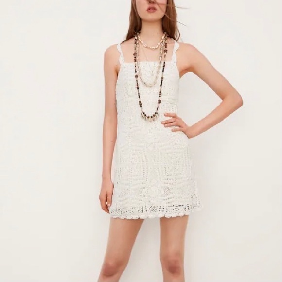 zara white crochet dress